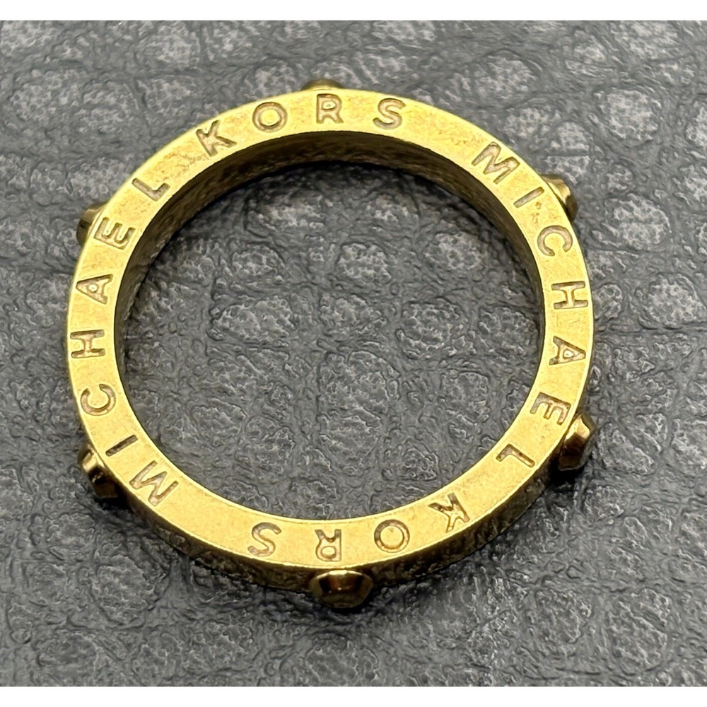 Michael Kors Studded Gold Tone Logo Engraved Band Stackable Stacking Ring Stud 8